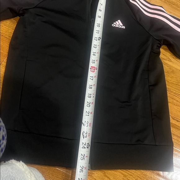 Adidas Black Track Jacket with Pink Stripes - Picture 11 of 12